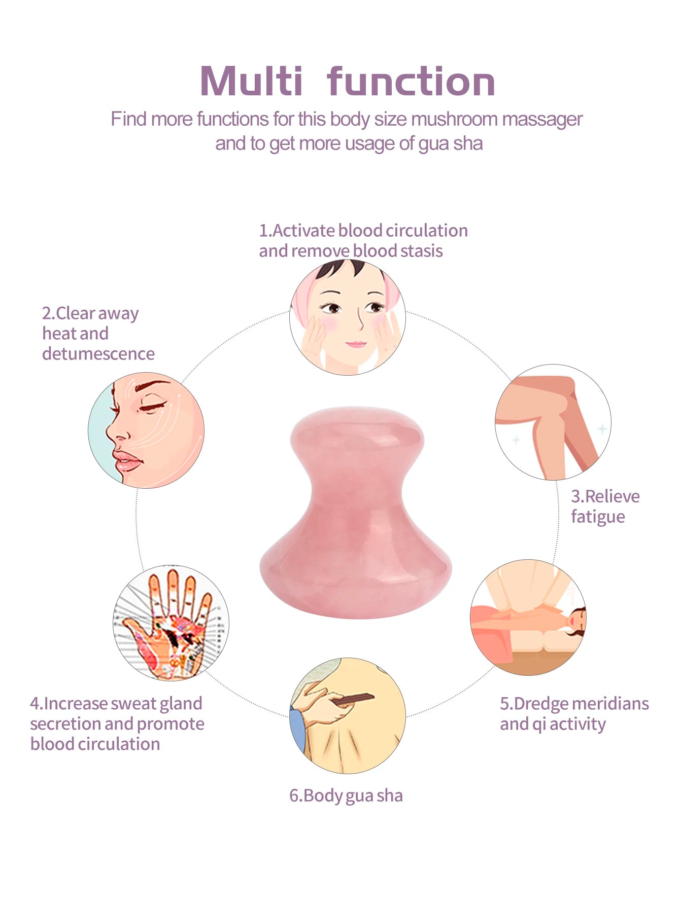 Mushroom Jade Guasha Tool – Guasha Stone for Back , Belly, Buttock, Arm Massage Lova body