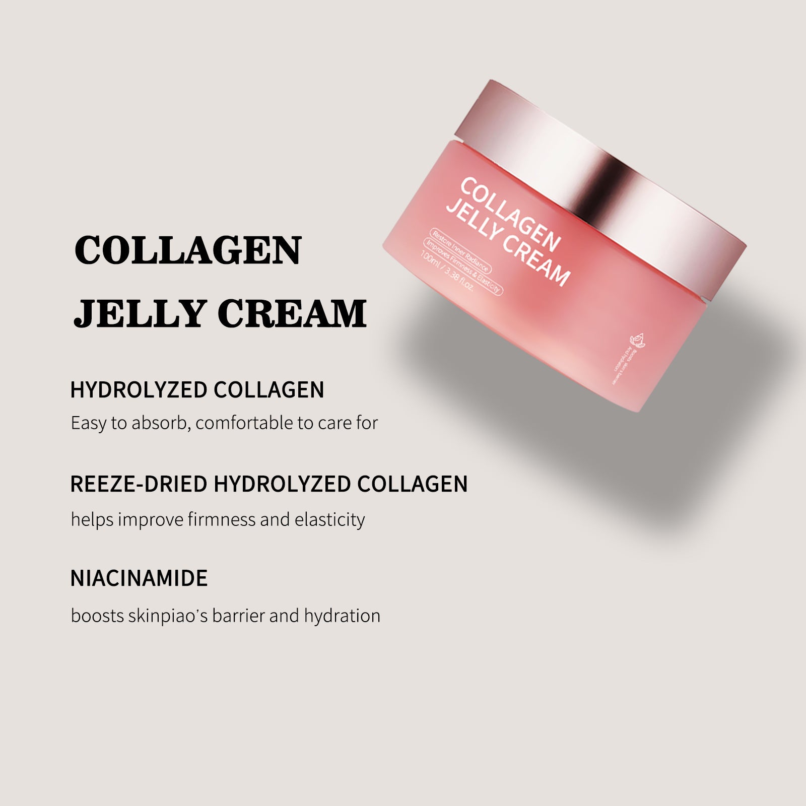 Collagen Jelly Face Cream – Nicotinamide Gel for Moisturizing, Brightening & Anti-Aging